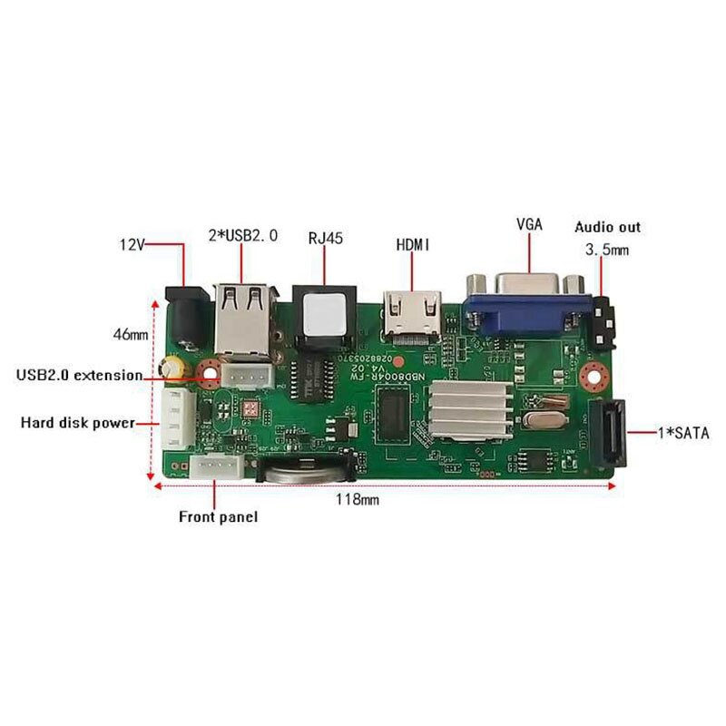 9CHx5MP ONVIF H.265 Papan Dukungan 1 SATA NVR Jaringan Digital Video Recorder Max 8TB XMEYE CMS dengan Kabel SATA p2P Cloud