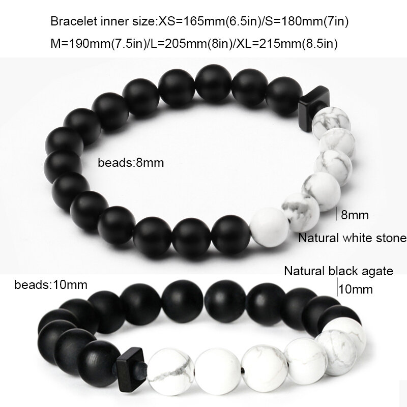 Men Bracelet 10mm beads  Natural 8mm stone Stainless steel bracelets Men gift Couple bracelets homme Drop Shipping