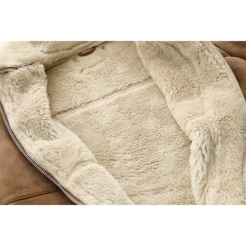 Manteau Long en fourrure d'agneau pour femme, veste chaude en coton rembourré, robuste, hiver