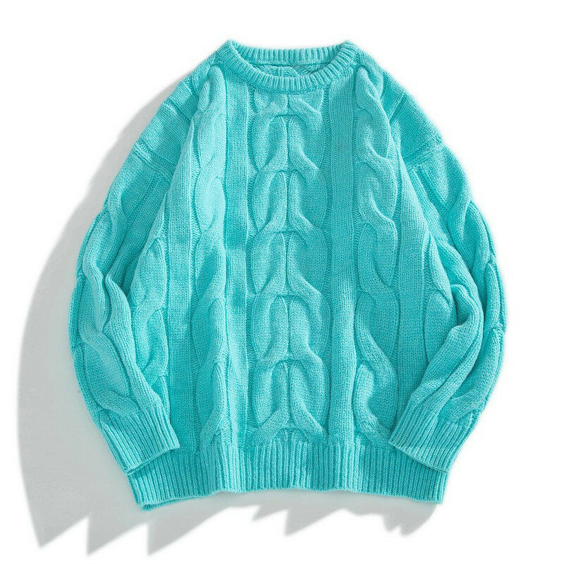 Pulôver de malha de manga comprida pulôver de manga comprida pulôver masculino suéteres de cor sólida