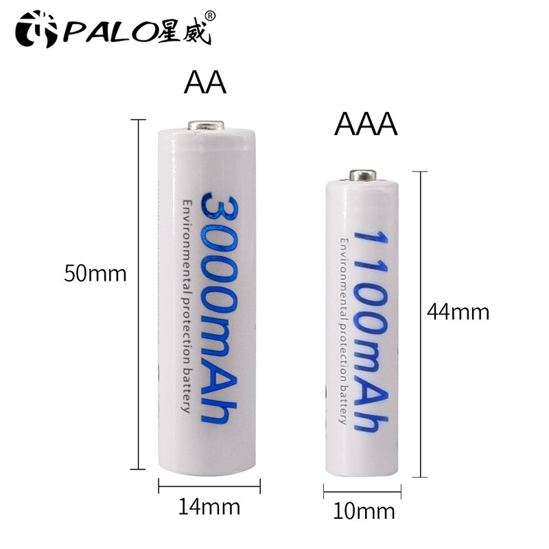 PALO-cargador de batería recargable inteligente, dispositivo con 4 ranuras, LCD, AA, AAA, 1,2 V, Ni-MH, NiMH, Ni Mh, AA, AAA