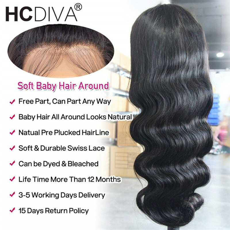 Прозрачный Парик HD на сетке, фронтальный парик с свободной частью, бразильские волнистые волосы на сетке, фронтальные парики Remy, человеческ...