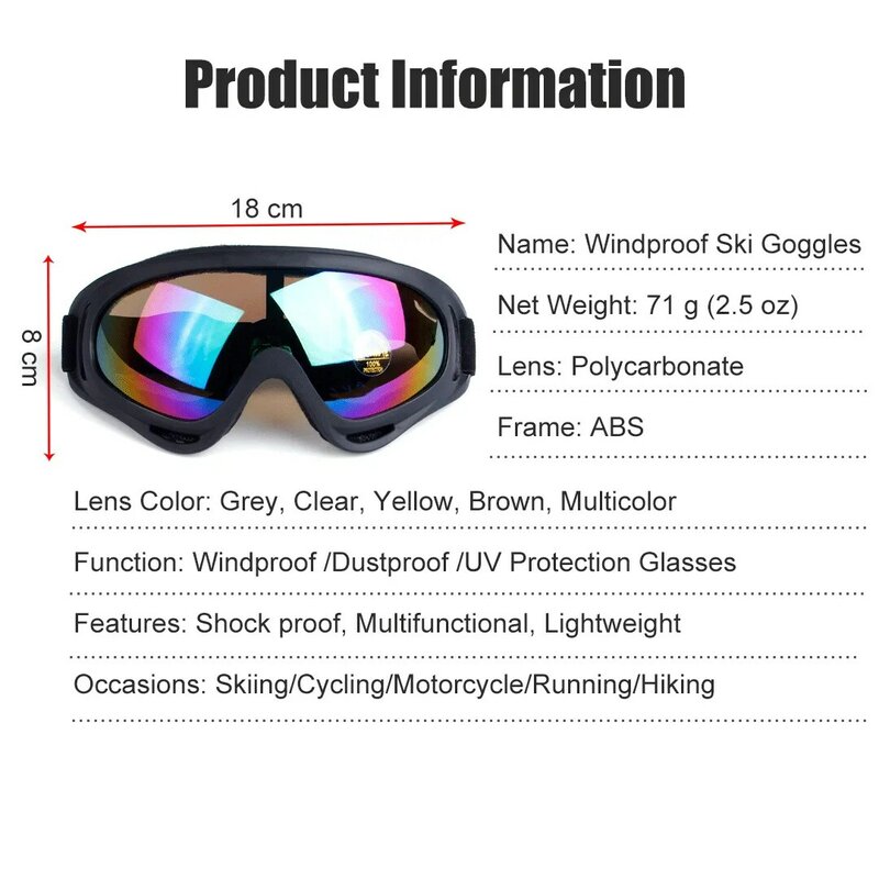 Occhiali da sci antivento occhiali da Snowboard occhiali da motoslitta antipolvere per ciclismo escursionismo moto sci occhiali uomo donna