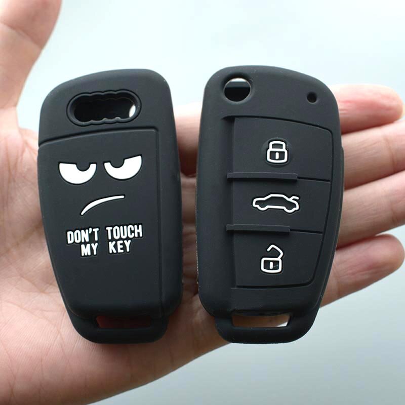 Новый дизайн, чехол с надписью «Don't Touch My Key» для Audi A1, A2, A3, TT, Q3, Q5, R8, S6, S7, SQ5, RS5, складной силиконовый чехол с дистанционным управлением для авто...