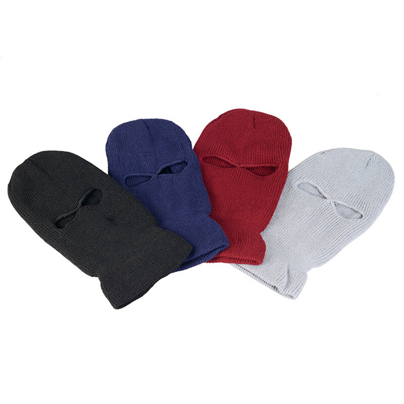 NEW Full Face Mask Knit Cap 2 fori maschera da sci cappello Shield Bean Hat inverno cappello caldo bavaglini da sci