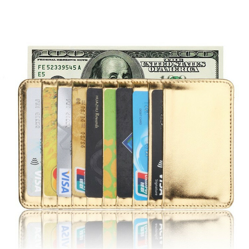 Porta carte di credito in pelle PU 18 di qualità Super sottile porta biglietti da visita portafoglio lungo porta carte di credito porta carte di credito moda uomo donna Mini borsa