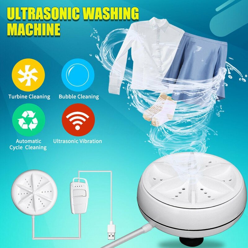 Mesin Cuci Ultrasonik Kontrol Jarak Jauh Pembersih Pencuci Pakaian Cucian USB untuk Rumah Perjalanan