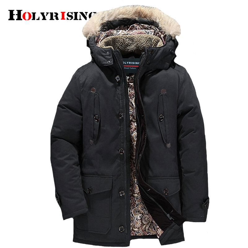 Holyrising Men Down Jackets 50%White Duck Down Warm Winter Overcoats Hooded Thick Outwear Light Male Clothing Apparel 18971-5