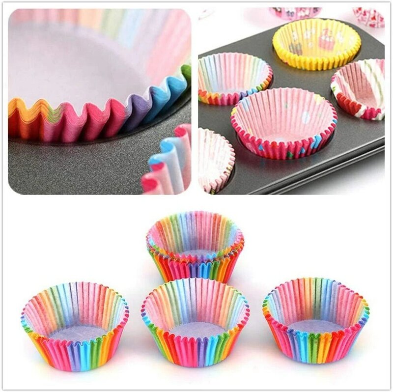 100PCS Muffin Cupcake Paper Cups Diy Cake Forms Cupcake Liner Baking Muffin Box Cup Case Party Tray Cake Mold Decorating Tools