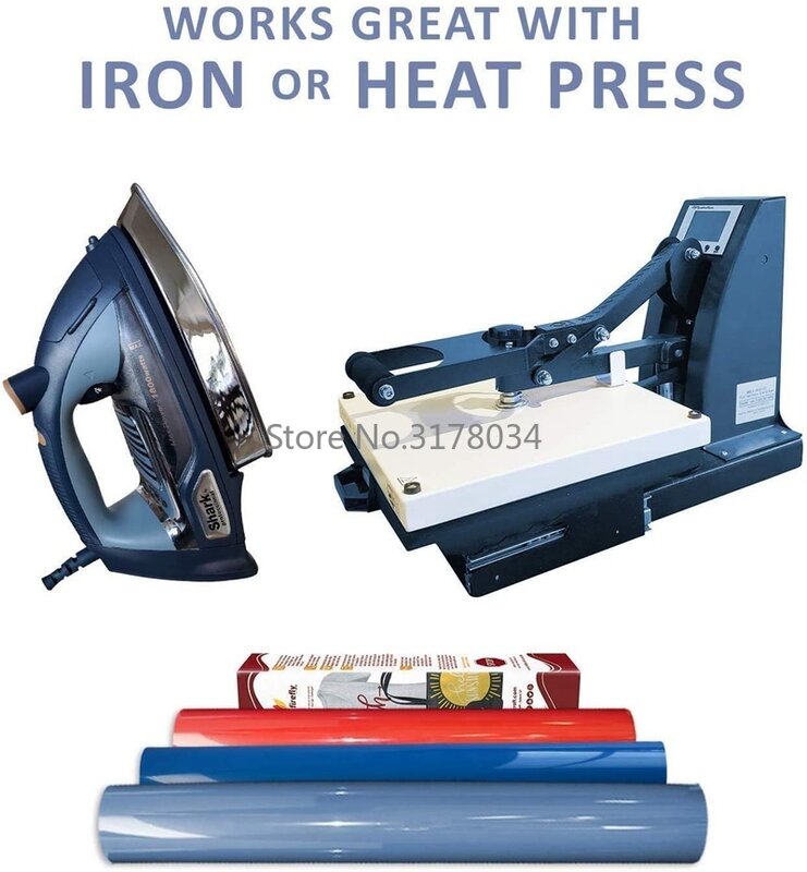 PVC HTV Heat Transfer Vinyl Iron-on T-Shirt Textiles Cricut Film Heat press Vinyl White Black 30x100cm