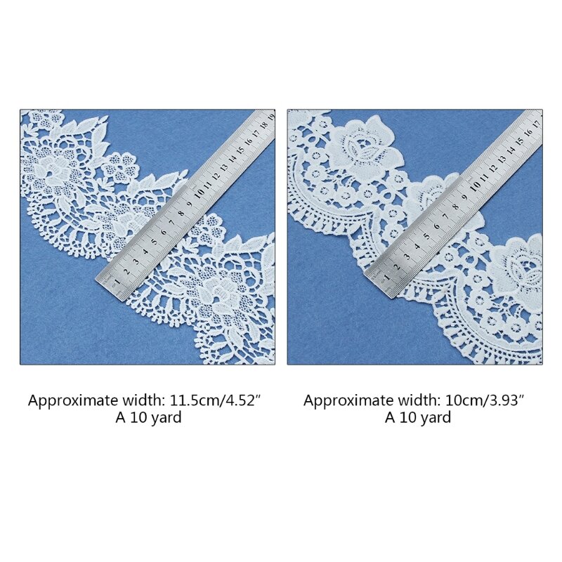 X3UE koronkowy trójkątny szeroki poliester i bawełna rozpuszczalny w wodzie haft koronkowy biały Hollow odzież koronkowe akcesoria do kurtynowych