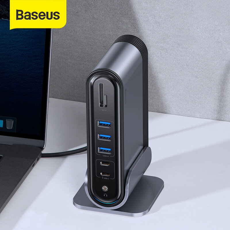 Baseus USB C 허브 유형 C-MacBook Pro RJ45 OTG USB 허브 용 전원 어댑터 도킹 스테이션이있는 다중 HDMI 호환 USB 3.0