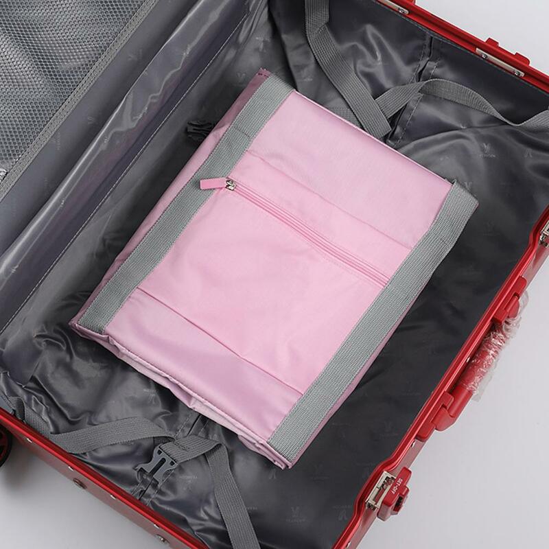 Bolsa de viaje práctica de poliéster a prueba de humedad, cremalleras duales impermeables de doble capa, bolsa de almacenamiento plegable para maleta