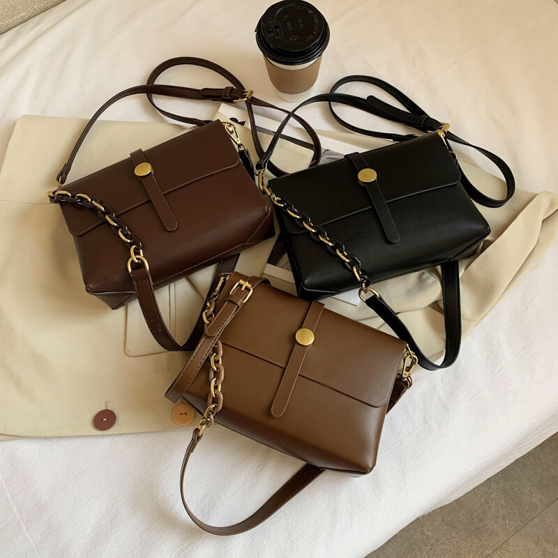 2021 Crossbody Bags For Women Leather Handbags Small Sac A Main Solid Pu Leather Shoulder Bag Chains Female Hand Bag Ladies Sac