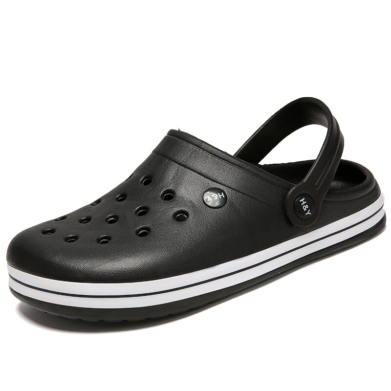 Sandales d'été pour garçons, sabots en caoutchouc, chaussures de jardin EVA noires, pantoufles de plage plates, 2021