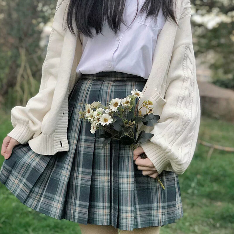 Mini saia plissada feminina, saias harajuku estilo coreano, de moda feminina, fofas, kawaii, para meninas, cintura alta, novo verão 2021, xadrez