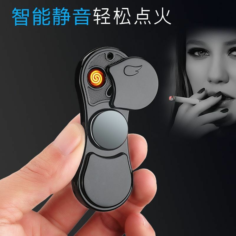 2020 Luminous โลหะ Fidget SPINNER Hand SPINNER TOP Spinners ความเครียด USB Windproof ชาร์จไฟแช็คปลายนิ้ว Gyro ของเล่นผู้ใหญ่ E