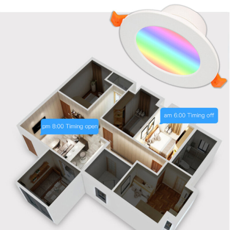 Luz LED descendente RGB para techo, luz descendente inteligente con WiFi, Control por aplicación para teléfono, blanco frío y cálido, cambia de Color por Alexa y Google Home, 5/7/9W