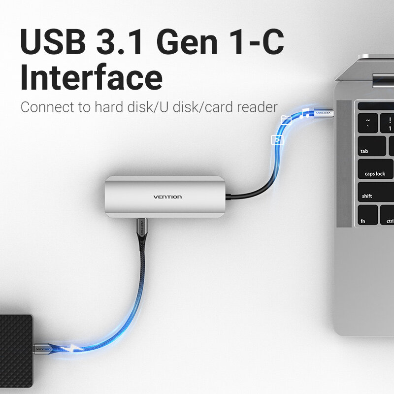 Chính Hãng Vention USB C Hub USB Loại C 3.1 Sang 4K HDMI RJ45 PD USB 3.0 OTG Adapter Cho macBook Air Pro 2020 Huawei Mate 30 PC USB HUB