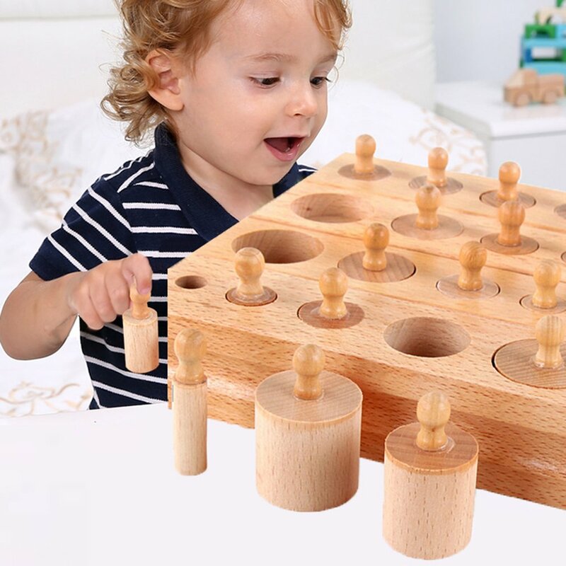 Novos materiais montessori montessori bloco brinquedos educativos jogos cilindro soquete de madeira brinquedos matemáticos para o pai criança interação