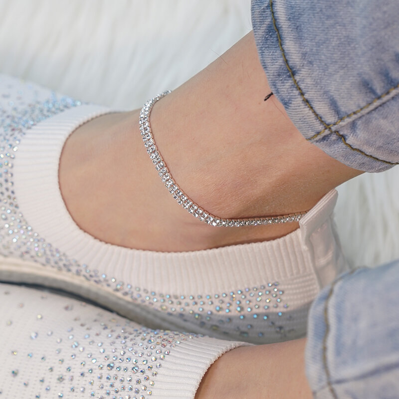 Bracelet de cheville de chaussures en cristal pour femmes, accessoires décoratifs brillants, 1 pièces
