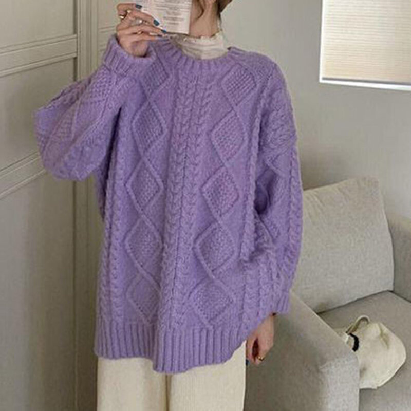 Женский вязаный свитер в западном стиле, осенне-зимняя свободная вязаная верхняя одежда для ленивых, топы, Повседневная рубашка