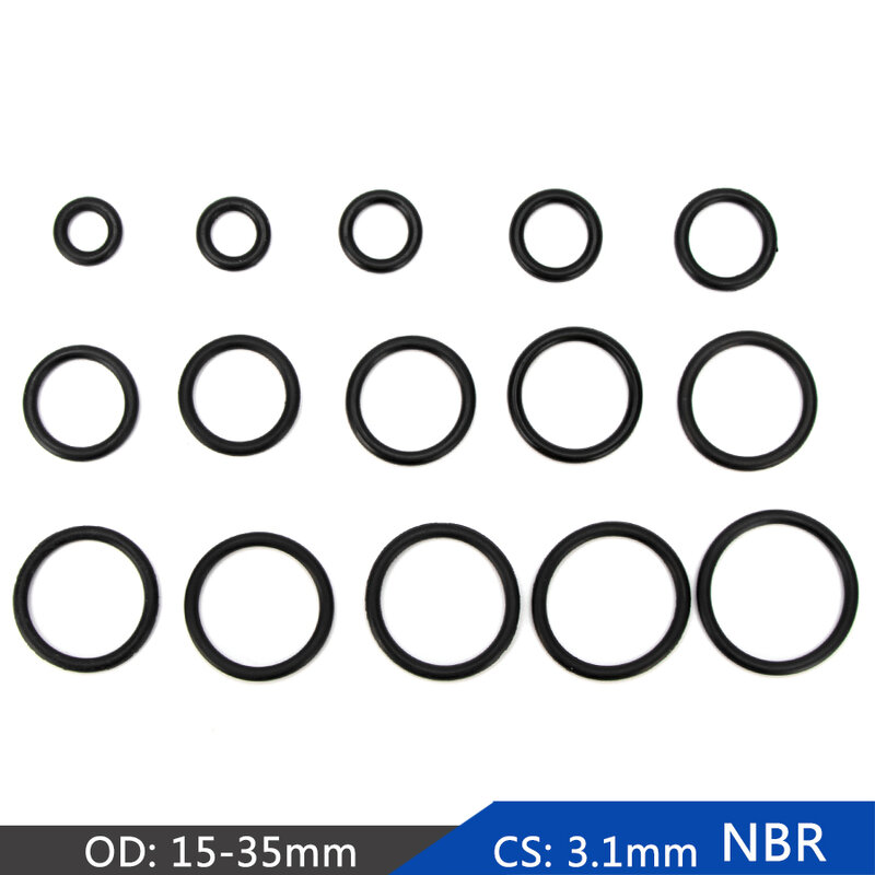 Junta tórica de sellado de goma de nitrilo NBR, junta de repuesto, anillo redondo OD 15mm-35mm CS 3,1mm, arandela negra, accesorios de bricolaje S86, 50 Uds.