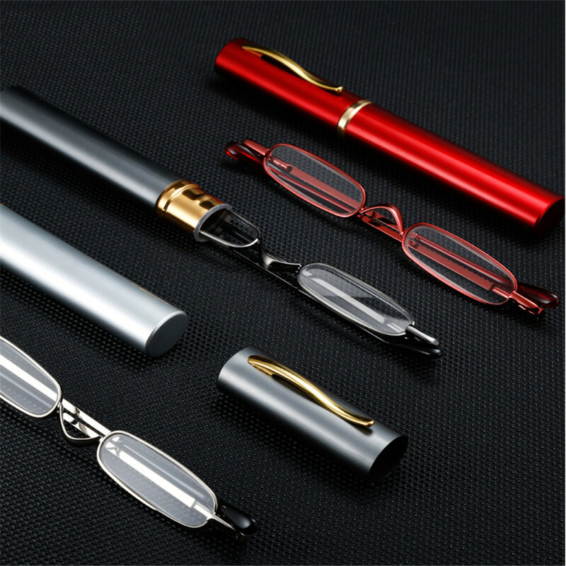 IENJOY-gafas de lectura de Metal para hombre, elegantes, ultrafinas, portátiles, con caja