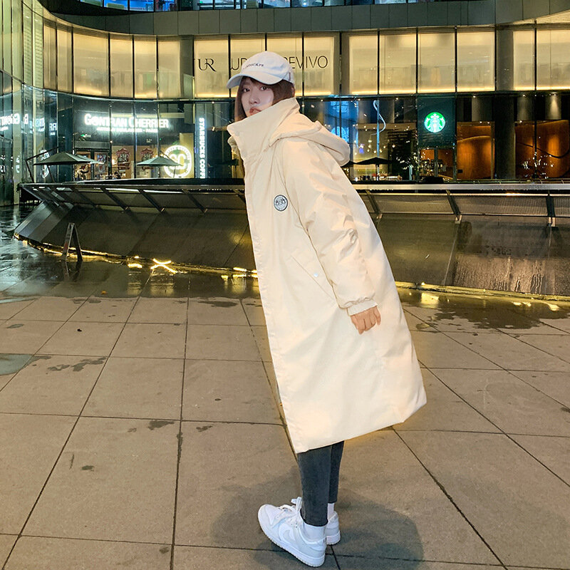 Baumwolle Gepolsterte Kleidung Padded Jacke frauen Winter Mantel der 2021 Neue Koreanische Lose Kreuz Grenze Unten Lange Knie Baumwolle