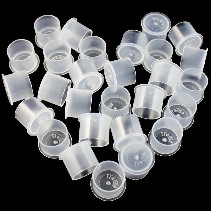 1000pcs Plastic Tattoo Ink Cups Disposable Clear Holder Container Cap Supply For Ink Permanent Makeup Tattoo Pigment Cup