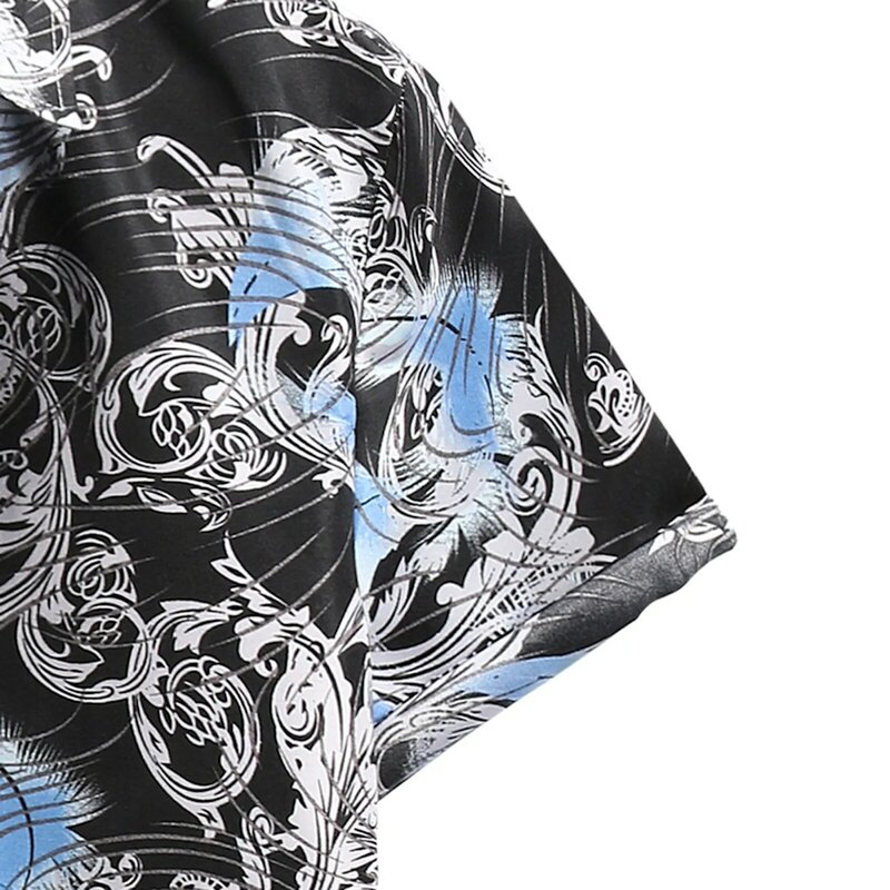 61 # летние мужские кардиган с коротким рукавом Гавайская пляжная рубашка с цветочным принтом рубашка мужская повседневная футболка с высок...