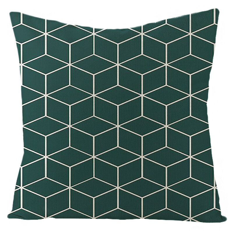 Funda de almohada de lino para el hogar, cubierta de cojín decorativa de estilo geométrico nórdico, amarillo y gris, 45x45cm