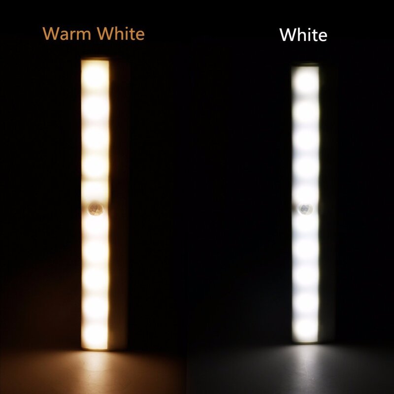 Luz LED nocturna portátil con Sensor de movimiento PIR, iluminación de emergencia, inducción infrarroja, alimentada por batería, 10 Led