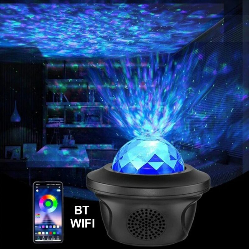 USB LED Star Night Licht Musik Starry Wasser Welle LED Projektor Licht Bluetooth-kompatibel Sound-Aktiviert Projektor Licht decor