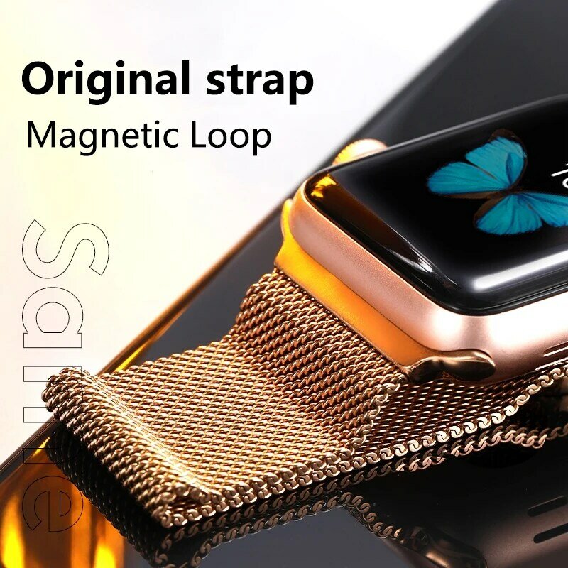 Strap For Apple watch band 44mm 40mm correa iWatch 38mm 42mm Magnetic Loop Stainless Steel bracelet Apple watch serie 3 4 5 SE 6