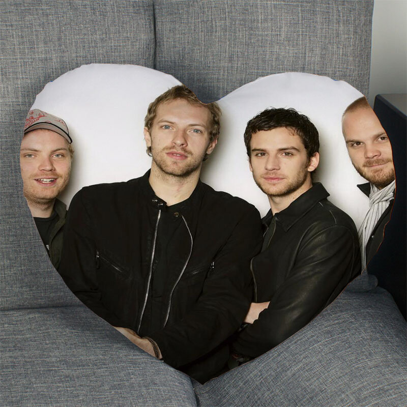 Vendita calda Coldplay Band federa a forma di cuore cerniera fodera per cuscino raso morbido senza dissolvenza federe per cuscini tessili per la casa decorativi