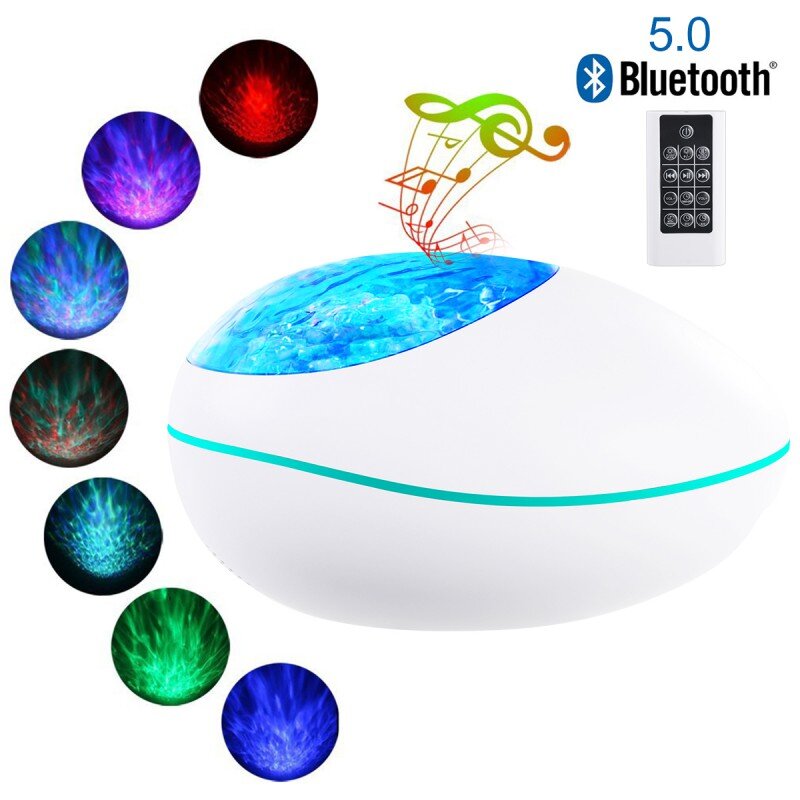 Bluetooth 5.0 12 LED Remote Control Night Light Projector With Built-in Music Player Adjustable 8 Lighting Modes For Home Decor