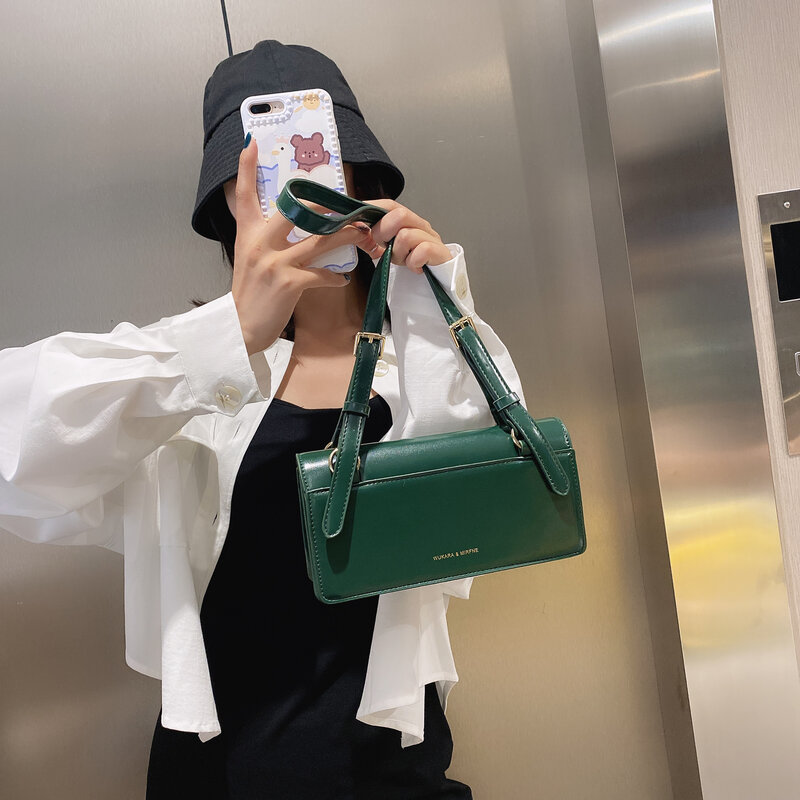 Petit sac à bandoulière en cuir PU pour femmes, sacoche de styliste de marque, tendance, voyage, vert, collection 2021