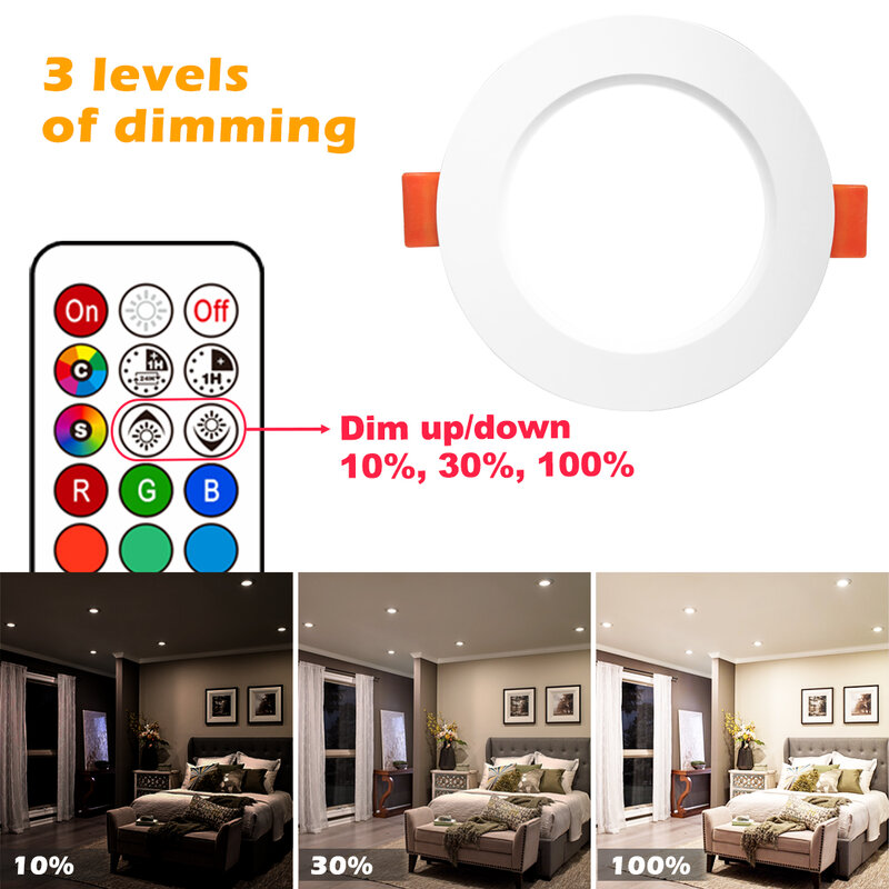 LED typu Downlight Spot LED wpuszczone inteligentne sufitowe z możliwością przyciemniania 7W okrągłe Plafond światła 220V 110V kolor RGB zmiana światła żarówki reflektor