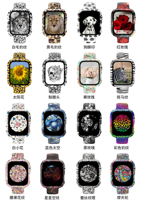 Caja + cristal + funda + correa para Apple Watch, correa de silicona para reloj de 44mm, 40mm, 38mm, 42mm, iWatch serie 3 4 5 6 se