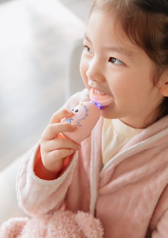 Escalador en forma de U para niños, cepillo de dientes eléctrico inalámbrico con Surround de 360 grados, resistente al agua, USB, adecuado para niños de 2 a 7 años