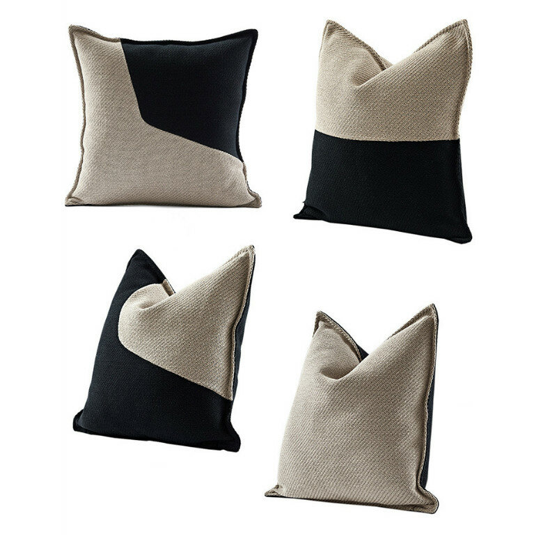 DUNXDECO fodera per cuscino decorativo federa moderna semplice lusso avorio nero Patchwork tessuto misto divano sedia biancheria da letto Coussin