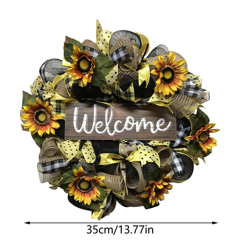 Simulation Leaf Bee SunflowerWreath Artificial Garland Hanging Pendants Wedding