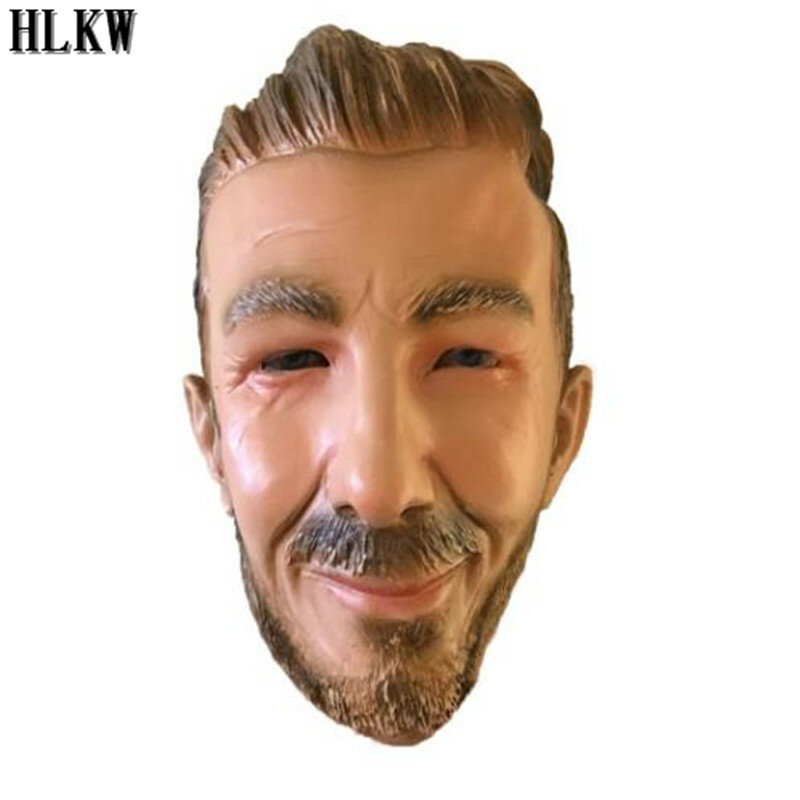 Sexy Human Face Male Latex Mask David Beckham Celebrity Full Head Mask Footballer Star Costume Props Crossdress up face mask