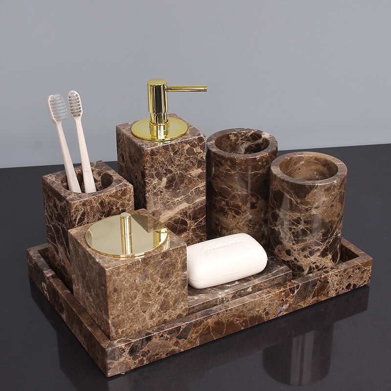 Marblesอุปกรณ์ห้องน้ำชุดอุปกรณ์อาบน้ำสบู่จาน/จานผู้ถือแปรงสีฟัน/Rack Gargleถ้วยกล่องกระดาษทิชชูงานแ...