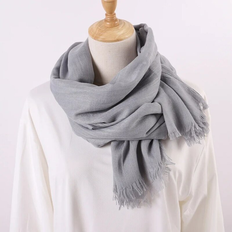Bufanda de algodón para mujer, chales hiyab lisos bohemios, Foulard femenino con borlas largas, Bandana de diseño, Pashmina, 2021