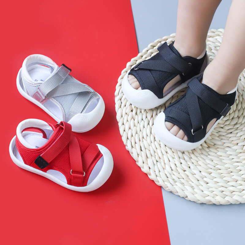 Sepatu Jalan Sandal Anak Perempuan 2021 Sandal Bayi Laki-laki Sepatu Pantai Sneakers Bayi Baru Lahir Balita Musim Panas Merah Muda Kanvas Hitam Abu-abu
