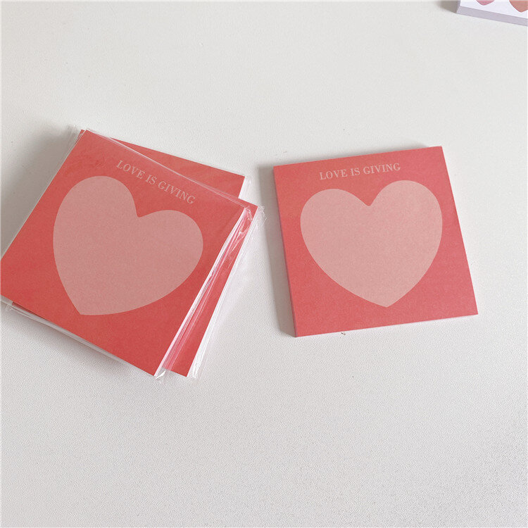 50 Sheets Ins Heart-shaped Memo Pad Simple Creative Love English Student Portable Diy Message Paper Notepad Kawaii Stationery
