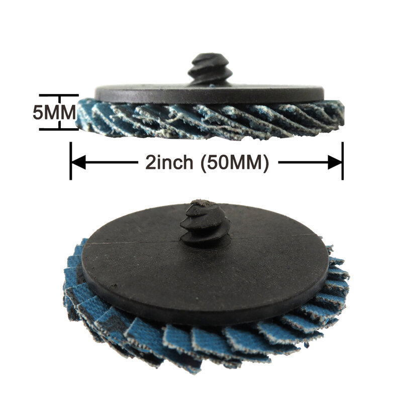 Flap Blue Roloc Discos de lixa, rebolo, lâminas para rebarbadora angular, 40, 60, 80, 120 Grit, 2 ", 50mm, 10 Pcs