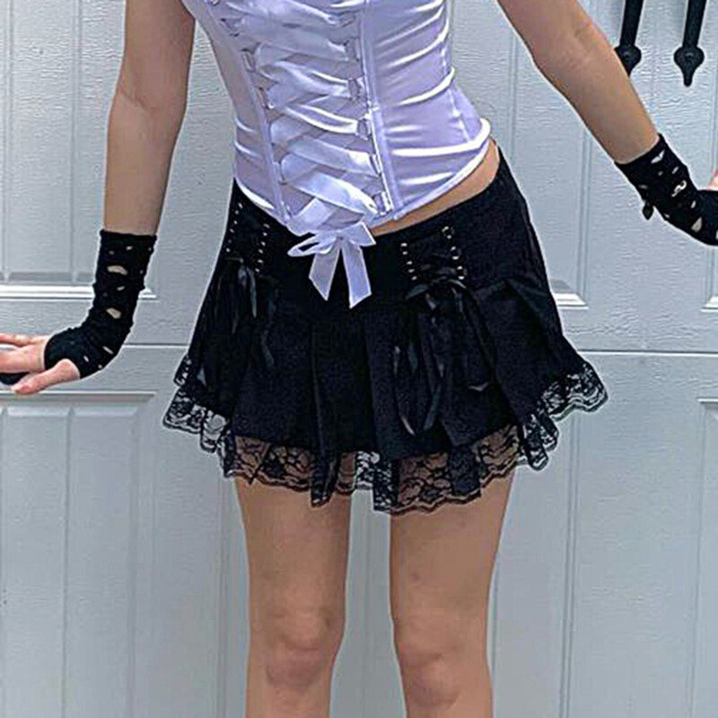 فستان نسائي دانتيل داكن مزين بطيات تنورة قصيرة من Sexys مع أشرطة غير منتظمة لمتجر NYZ للأزياء لعام 2021